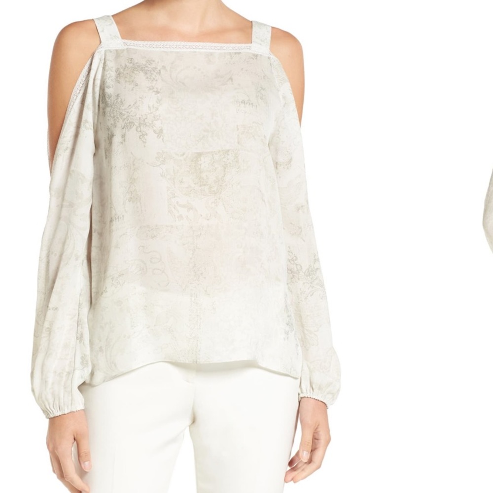 Elie Tahari 100% Silk Cold Shoulder Blouse